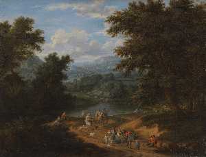 A Landscape with travellers on a path