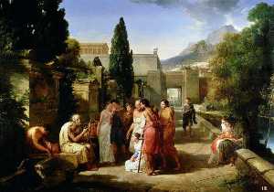 Omero il suo canto Iliade al cancello di atene