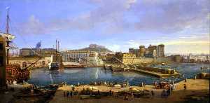 Napoli . Vista di darsena delle gallere