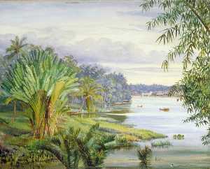 Vista de Kuching y el río , Sarawak , Borneo