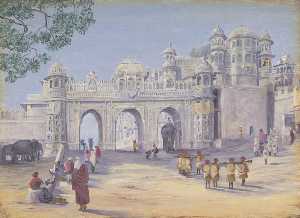 'Gate von dem Palast . Oodipore . Janr . 1879'