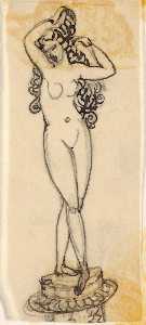 (Standing Female Nude with Long Hair)