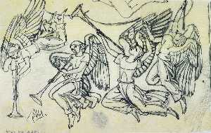 Four Angels (sketch for Altar Triptych, American Military Cemetery, Anzio, Italy)