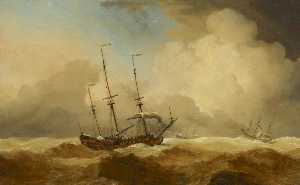 navires anglais au  mer  en courant  avant les  une  Coup de vent