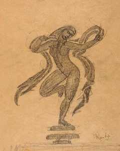 Danse Femme nue avec  vol  Draperie