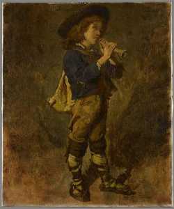 Jeune italien jouant de la flûte