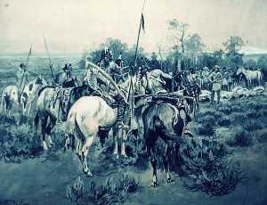 Trappers Passed Through Them with Their Colt's Revolvers, (painting)