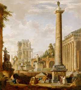 Romano paesaggio  con  dopodomani  colonna  di  Traiano