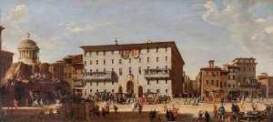 un festival dans le piazza di spagna , Rome , 1727