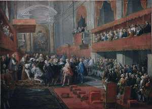 LA REMISE DE L'ORDRE DU SAINT ESPRIT PAR LE DUC DE ST AIGNAN AU PRINCE VAINI A SAINT LOUIS DES FRANCAIS EN 1737
