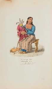 EJÉRCITO DE RESERVA MASSACHUSETTS KAKEKE o el Mujer que Habló primero un Chippeway Piel roja ( luto ) , desde el Indígena Portafolio