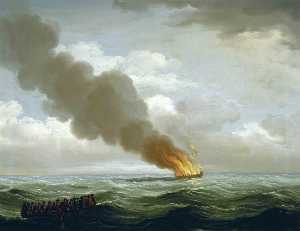 The 'Luxborough' Galley Burnt Nearly to the Water 25 June 1727