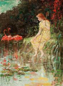 Maiden with Flamingos