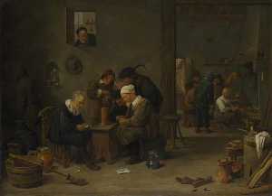 Two Men playing Cards in the Kitchen of an Inn