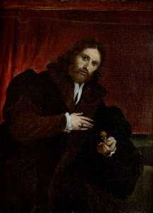 Portrait of a Man in a Fur Lined Coat Holding a Lion's Claw (after Lorenzo Lotto)