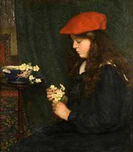 の肖像画 少女 には レッドベレー帽 ( マージョリー ハットン , 1895–1981 )