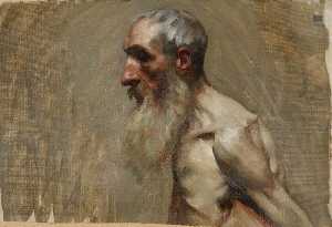 Half Length Portrait of a Nude Man with a Beard