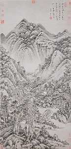 清 王鑑 倣黃公望秋山圖 軸 紙本 Landscape in the style of Huang Gongwang