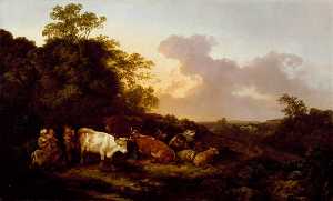 Landscape with Cattle and Figures A Storm Coming On