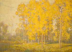 Пейзаж с деревьями осени