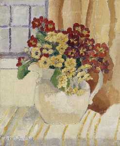 Still Life with Polyanthus in a White Jug