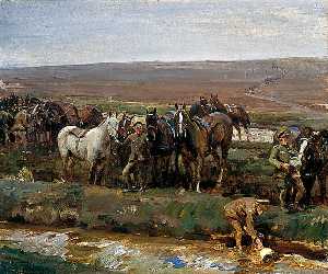 warrosage chevaux  canadien  troupes  dans  France  1917
