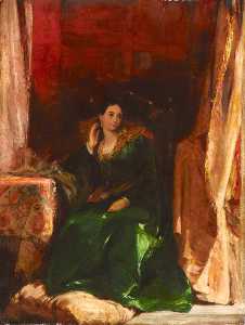 Lady in a Green Dress, Seated in an Alcove (after R. P. Bonnington)