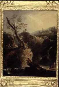 La cascada  paisaje  ITALIANO  antiguo  TÍTULO
