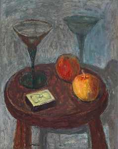 Still Life with Wine Glasses and Apples