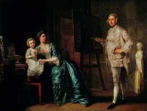 雕刻家 约瑟夫 威尔顿 ( 1722–1803 ) , 与他 妻子 和女儿