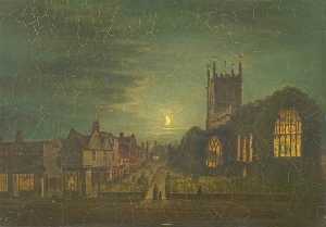 Cattedrale di st Peter's Chiesa , Derby , al chiaro di luna