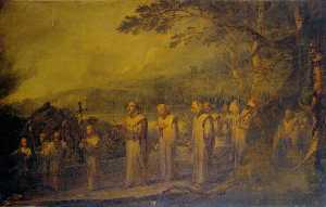 葬儀 行列  の  白色  修道士