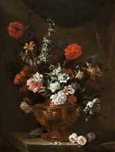flores en una Esculpido  jarrón