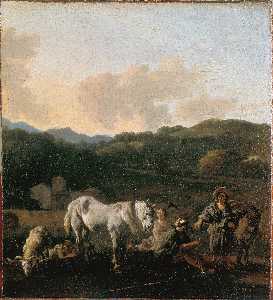 Peasants and a White Horse