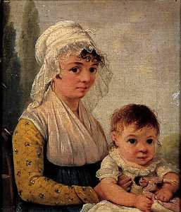 Portrait de Fernande Crucy âgée de deux ans et de sa bonne Marguerite Balley, âgée de 26 ans Crucy