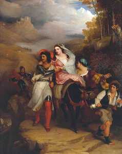la fuga di francesco novello di carrara , con la sua Moglie , dal Duca di Milanesi