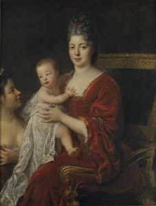 Portrait de femme avec son enfant et une nourrice Portrait de la duchesse de Bourgogne, mère de Louis XV Portrait d'une femme tenant son enfant sur ses genoux (Ancien titre)