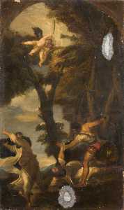 la morte di santo  Pietro  martire  dietro  Tiziano