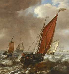 Un neerlandesa  transbordador  Bote  ante  Un  brisa