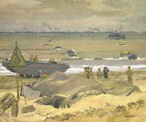 View of Courseulles with DUKWs Landing Stores