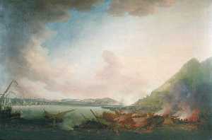 la defensa de gibraltar , con el Inglés Tomando el español y francés Marineros en peligro , 14 Septiembre 1782