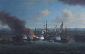 la destrucción de dos sallee rovers por el 'Rose' y el 'Shoreham' en mogador Bahía , 1734