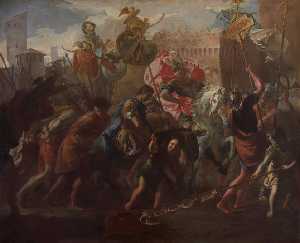 le roi théodoric ier mène le comte litorio captif un Tolosa