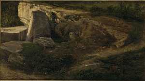 Etude de rocher pour le tableau Vue prise à Saint Egrève