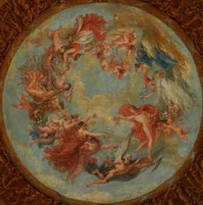 Plafond du Gran teatro de Marsiglia , APOLLON eccetera les Muse jetant des fiori sur le Tempi