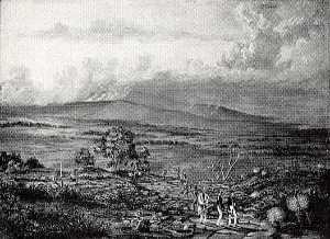 火山 的 Kaluea 贝利 作为 从可见 侧 冒纳罗亚 , ( 绘画 )