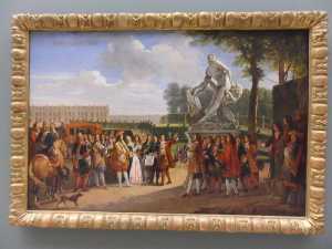 Louis XIV assistant, dans le parc de Versailles, à l'inauguration de la statue de Milon de Crotone par Puget