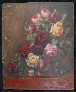 Bouquet de roses rouges, jaunes et roses