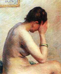 Female Nude Seated on a Bed
