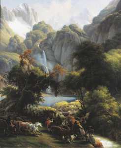 la chasse ein l'ours vers la cascade du gummilack d'Oo , près von Bagnères von Luchon
